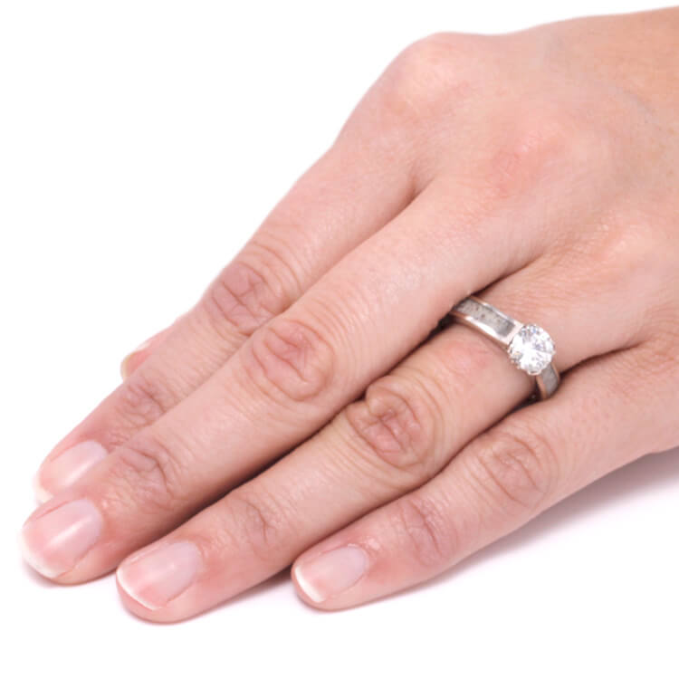 Moissanite Engagement Ring With Deer Antler In White Gold-3571 - Jewelry by Johan
