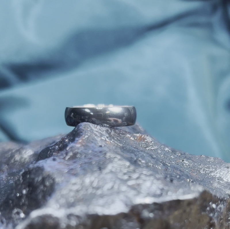 Black Zirconium Wedding Band with Rose Gold