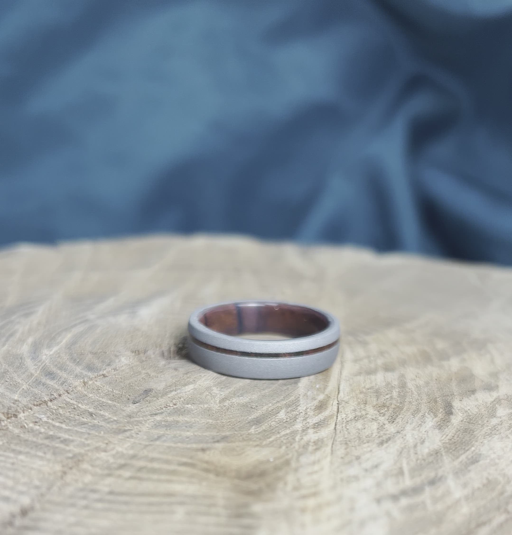 Sandblasted Men's Ring With Wood Inside | Jewelry by Johan