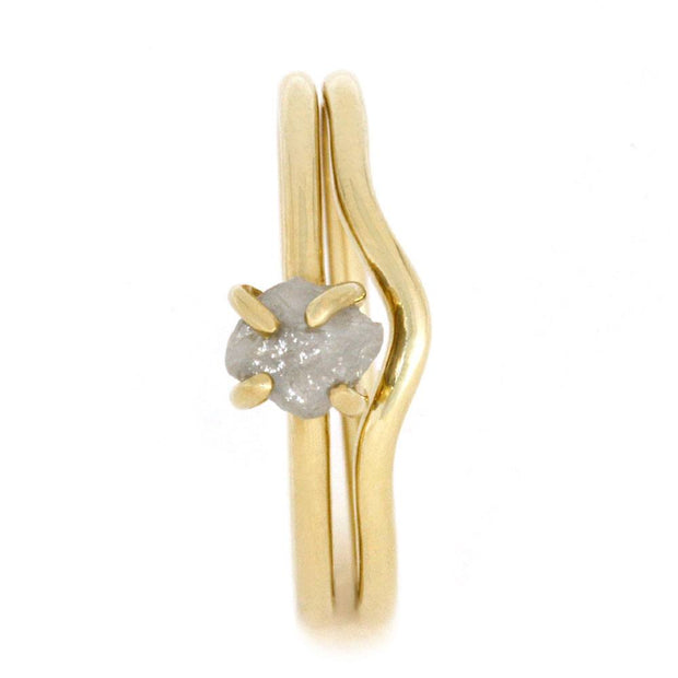 10k Yellow Gold Bridal Set with Rough Diamond-2940 - Jewelry by Johan