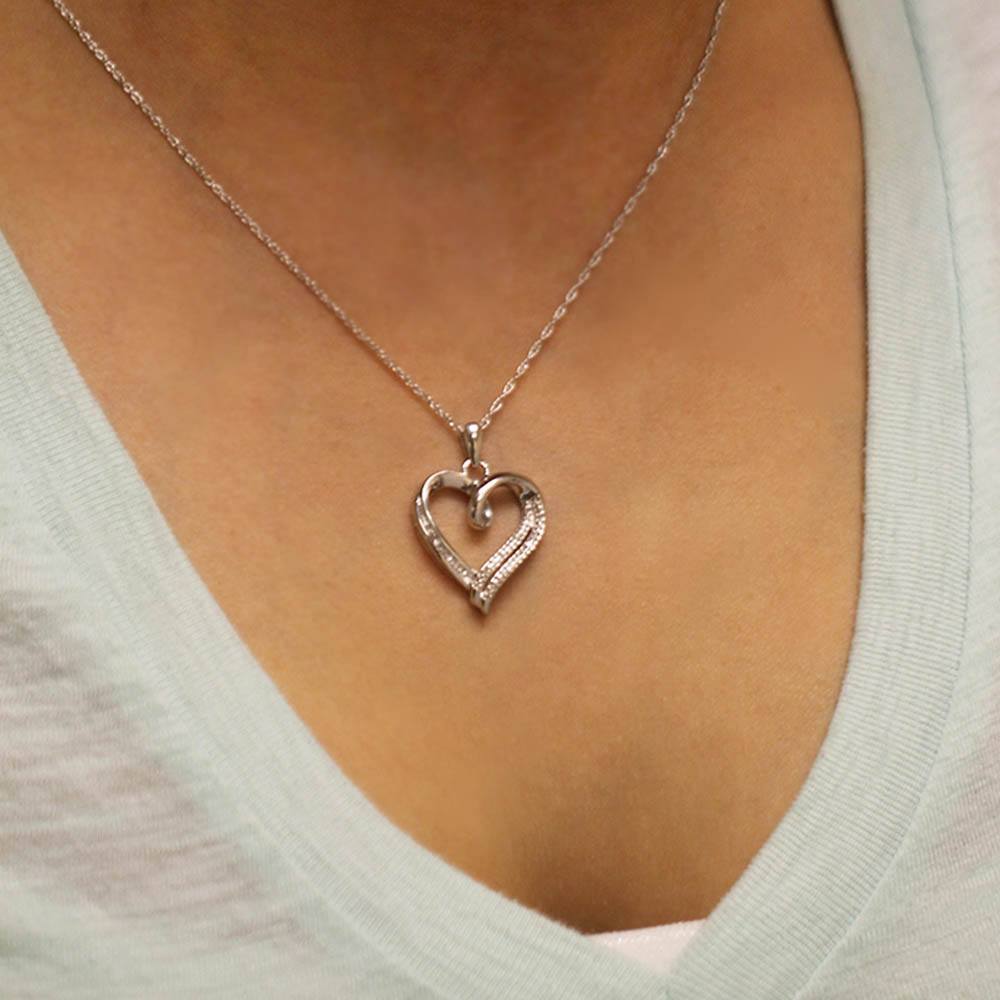 Diamond Heart Pendant Necklace, Silver or Gold-SHPH073600AAW - Jewelry by Johan