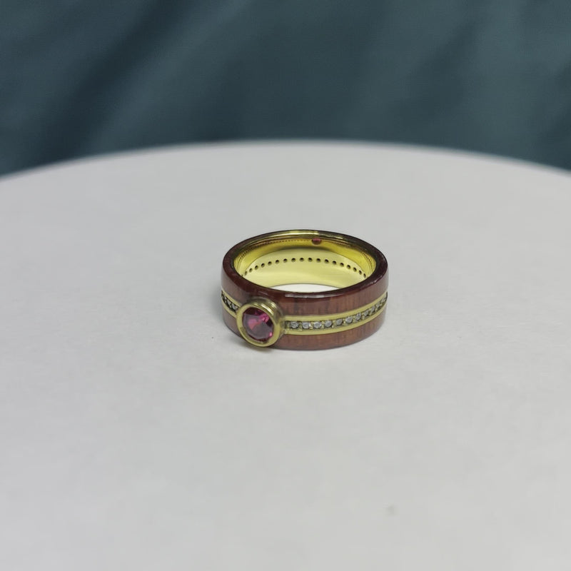 Ruby & Rosewood Wedding Ring With Diamond Band