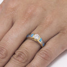 Diamond Engagement Ring, Meteorite And Opal Inlays in Yellow Gold-3409 - Jewelry by Johan
