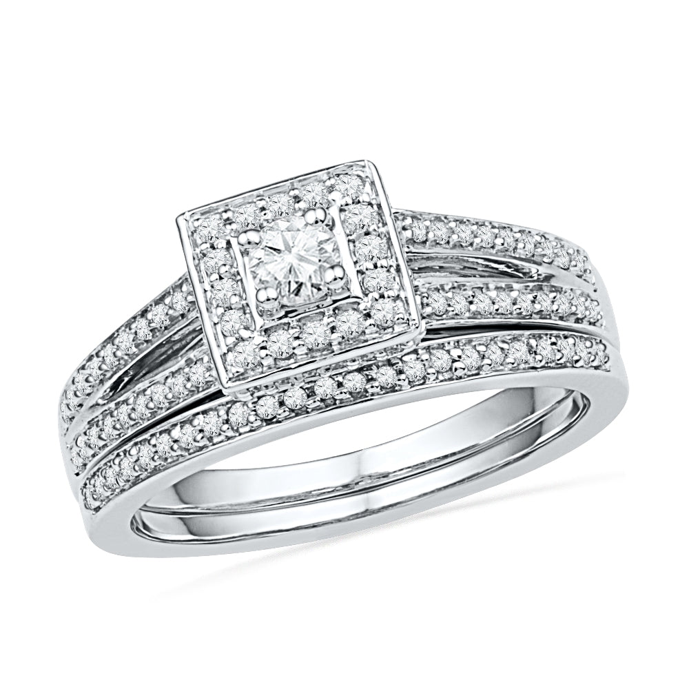 Diamond Split Shank Engagement Ring Set in Sterling Silver-SHRB018171-SS - Jewelry by Johan