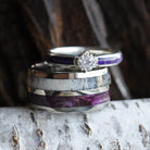 Purple Wedding Ring Set with Moissanite Engagement Ring