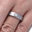 Meteorite Wedding Band in Titanium with Opal Gemstone-2859 - Jewelry by Johan