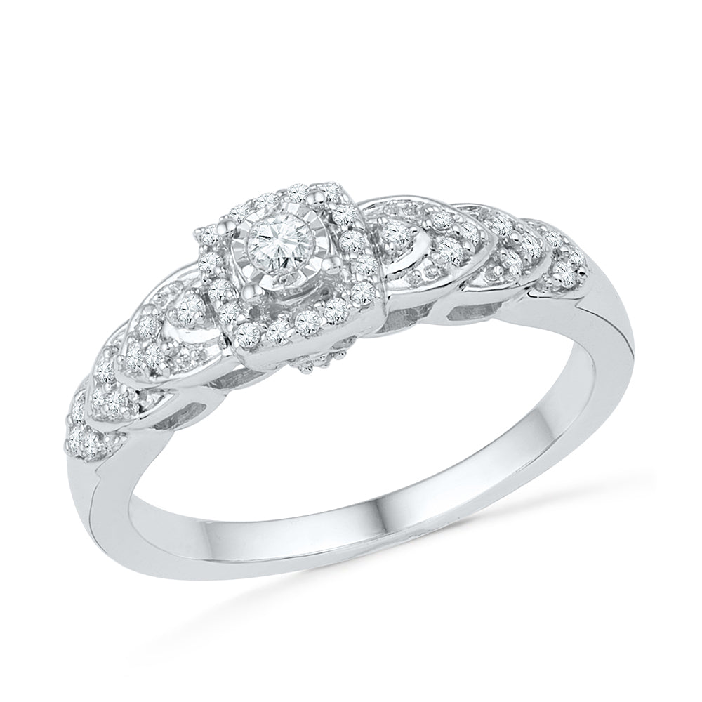 Halo Diamond Engagement Ring in Sterling Silver-SHRP072961DAW-SS - Jewelry by Johan
