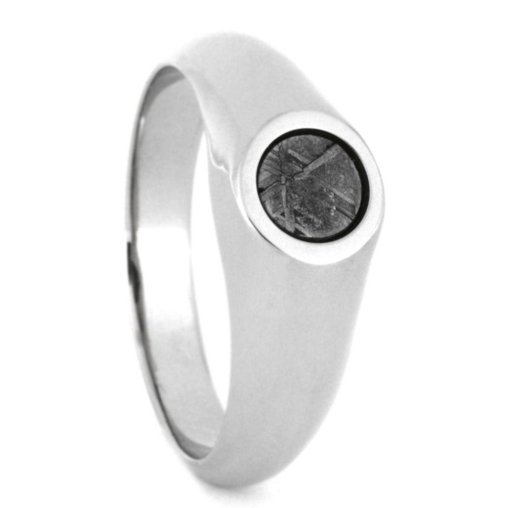 Meteorite Ring, White Gold Signet Ring with Gibeon Meteorite-3280 - Jewelry by Johan