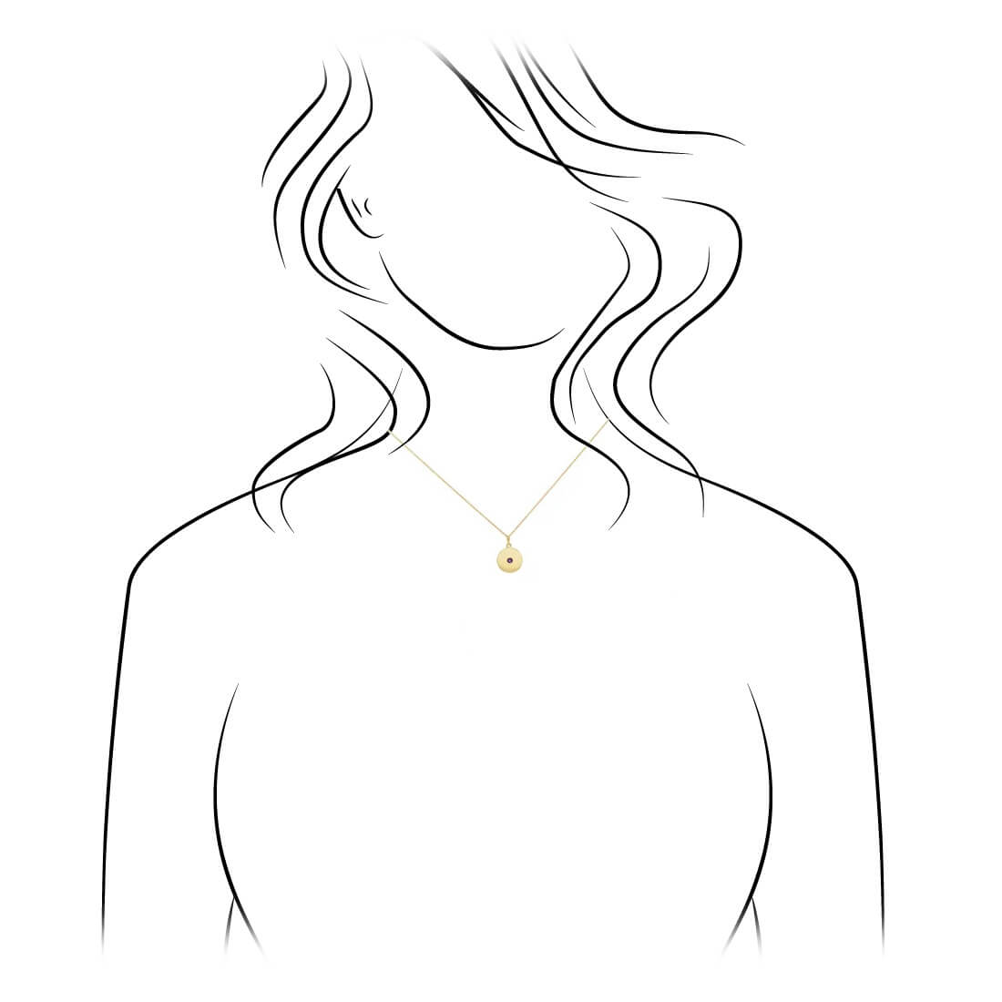 Illustration of diamond disc necklace on model