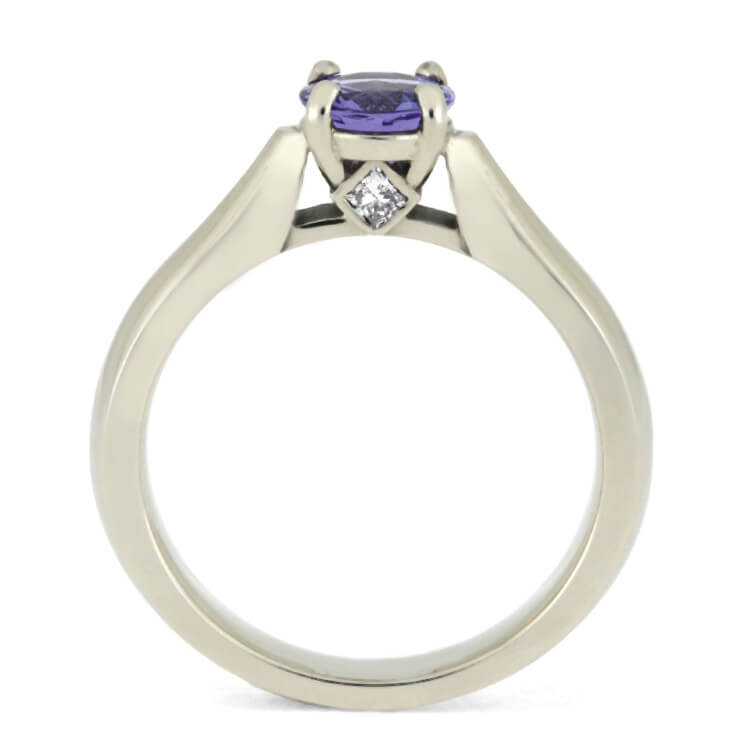 Tanzanite Engagement Ring With Diamond Accents in White Gold-3706 - Jewelry by Johan