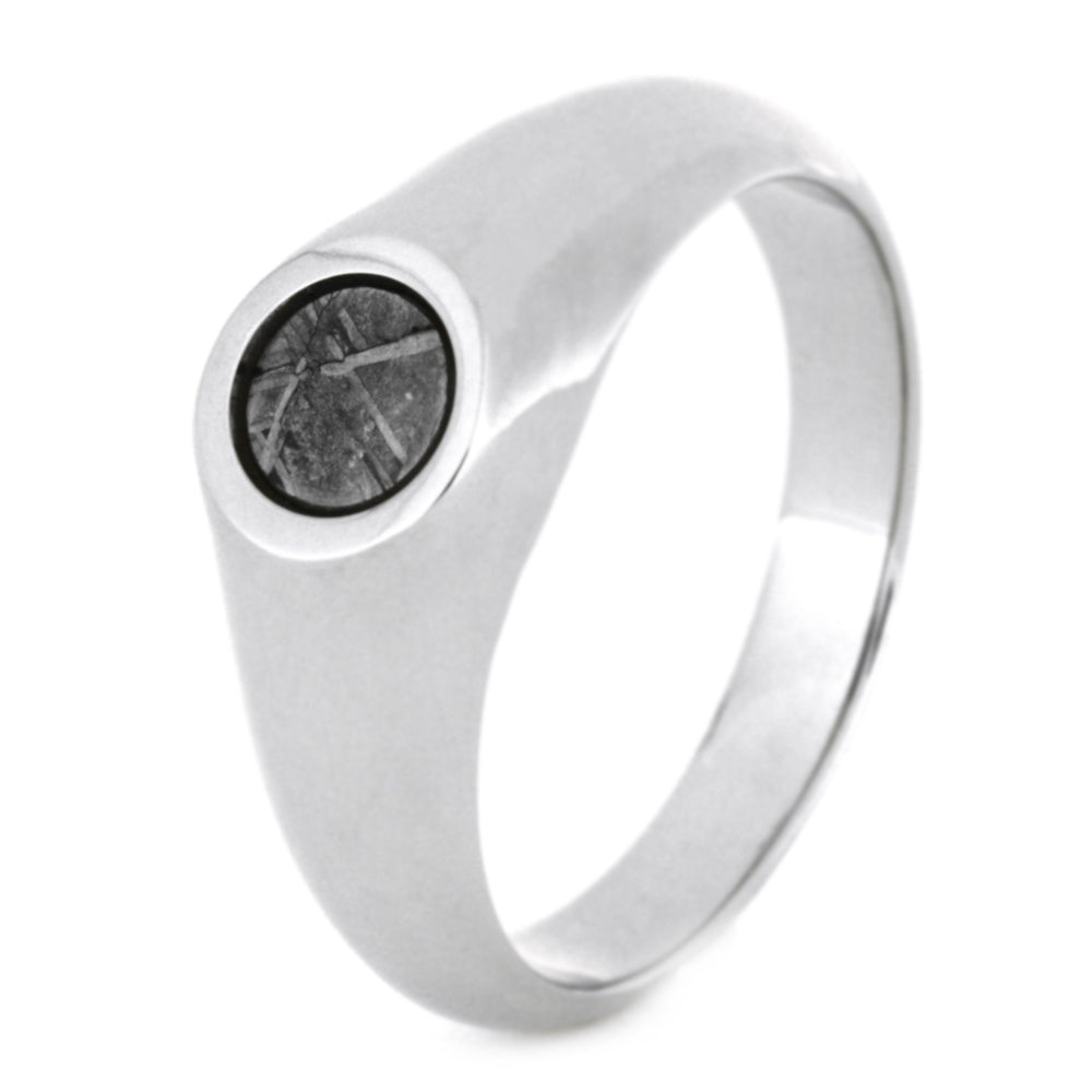 Meteorite Ring, White Gold Signet Ring with Gibeon Meteorite-3280 - Jewelry by Johan
