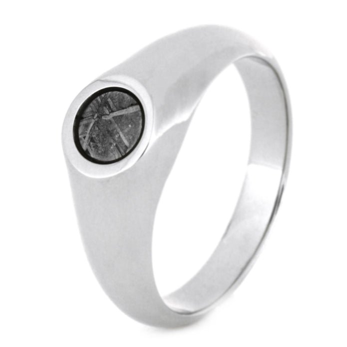 Meteorite Ring, White Gold Signet Ring with Gibeon Meteorite-3280 - Jewelry by Johan