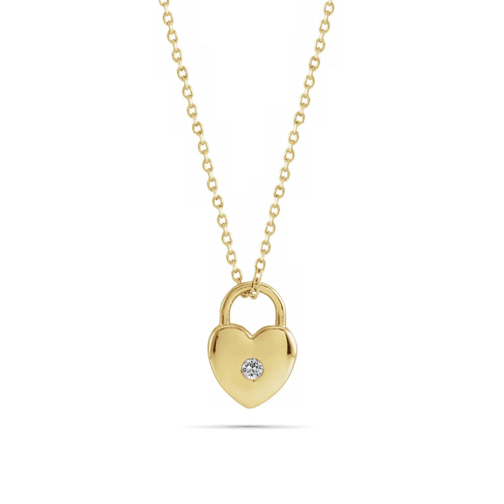 Roberto Coin Tiny Treasures Heart Padlock Necklace | Lee Michaels Fine  Jewelry