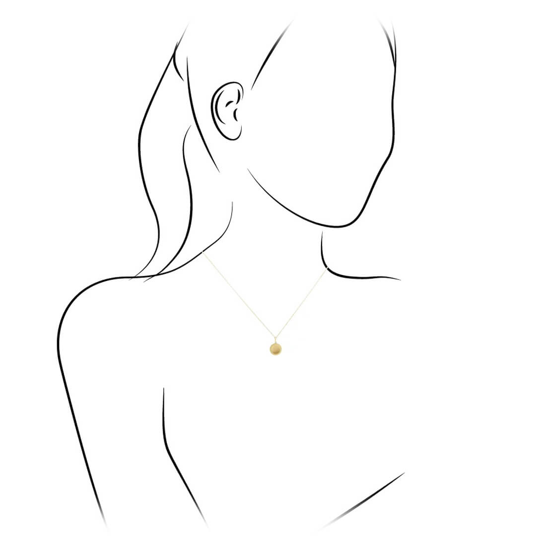 Illustration of circle necklace with floral design on model