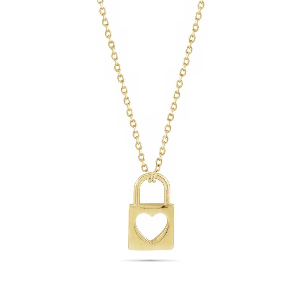 Tiny Lock Pendant With Heart Cut-Out