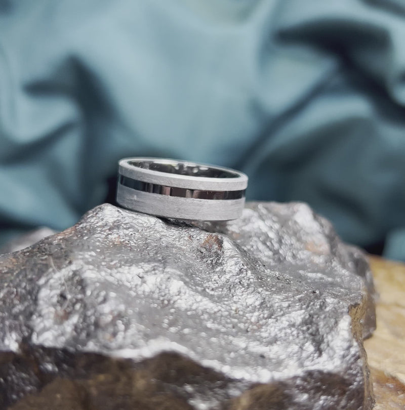 Black Ceramic & Meteorite Men's Wedding Band