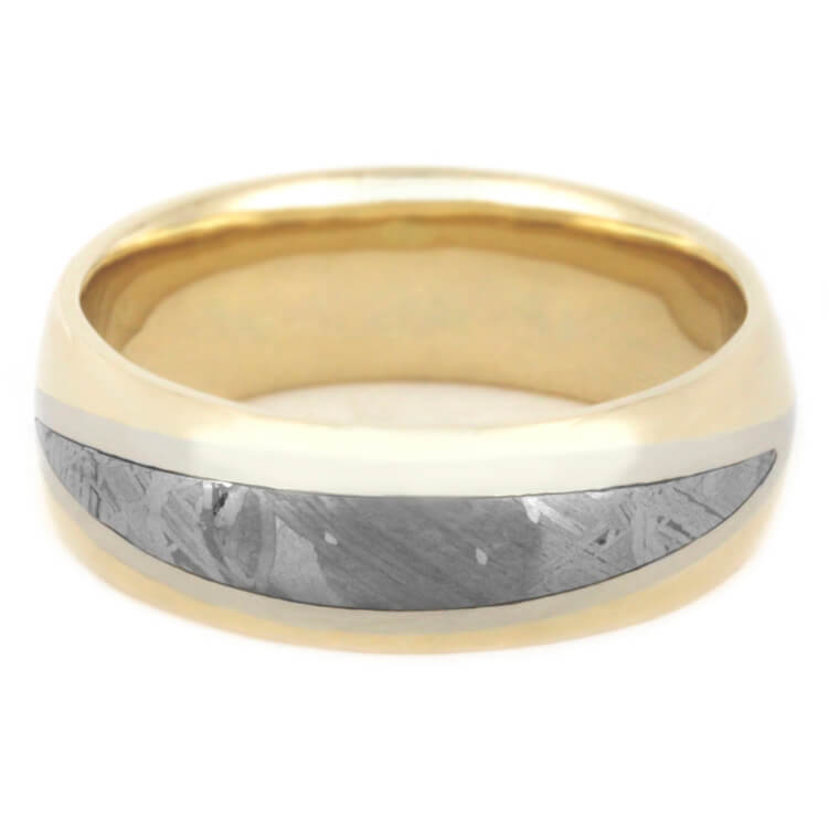 Unique Meteorite Men's Wedding Band, Two Tone Gold Ring-3470 - Jewelry by Johan