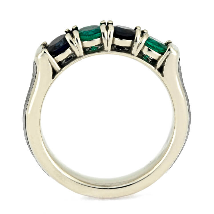 Four Stone Birthstone Ring, White Gold Ring With Meteorite-3652 - Jewelry by Johan