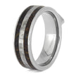 Meteor Engagement Ring With Sapphire, Titanium Ring Inlaid With Dinosaur Bone-2550 - Jewelry by Johan