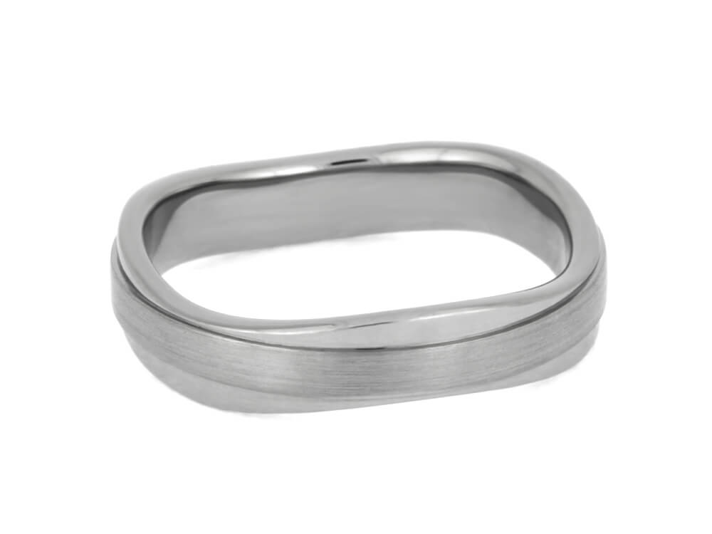 Wavy Titanium Ring, Brushed And Polished Custom Wedding Band, Curvy Handmade Jewelry-2513 - Jewelry by Johan