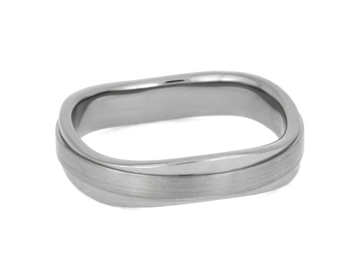 Wavy Titanium Ring, Brushed And Polished Custom Wedding Band, Curvy Handmade Jewelry-2513 - Jewelry by Johan