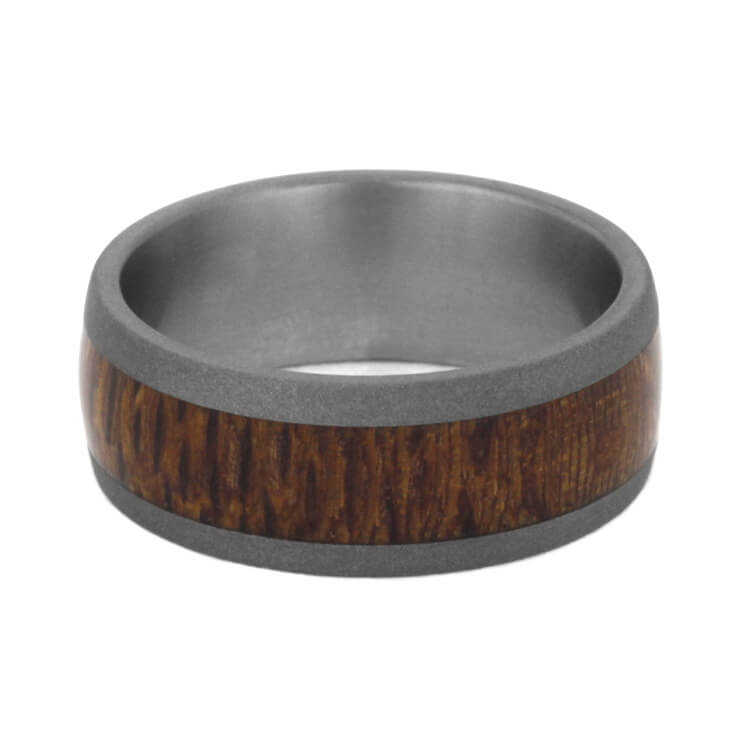 Leopard Wood Wedding Band, Sandblasted Titanium Ring-3702 - Jewelry by Johan