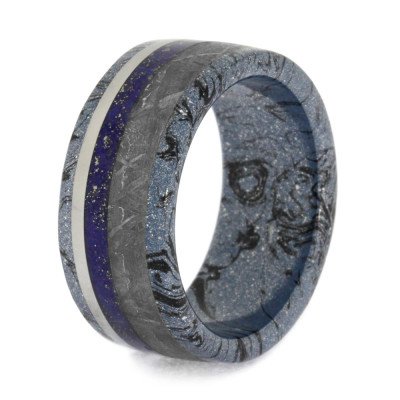 Lapis Lazuli And Mokume Gane Wedding Band, Size 9-RS10568 - Jewelry by Johan