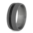 Sandblasted Titanium Ring With Ebony Wood Pinstripe-3634 - Jewelry by Johan