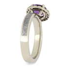 Amethyst Engagement Ring, White Gold Halo Ring With Meteorite-2590 - Jewelry by Johan