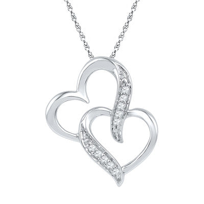 Sterling Silver Double Diamond Heart Gift Set Earring and Necklace-SHGS3000 - Jewelry by Johan