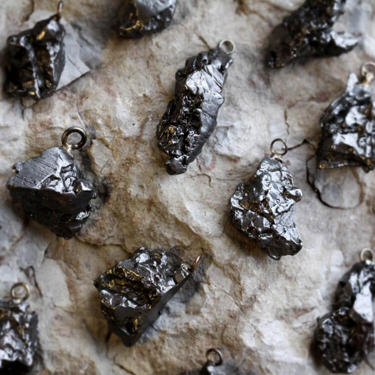 Meteorite Nugget Necklace With Black 30 Chain