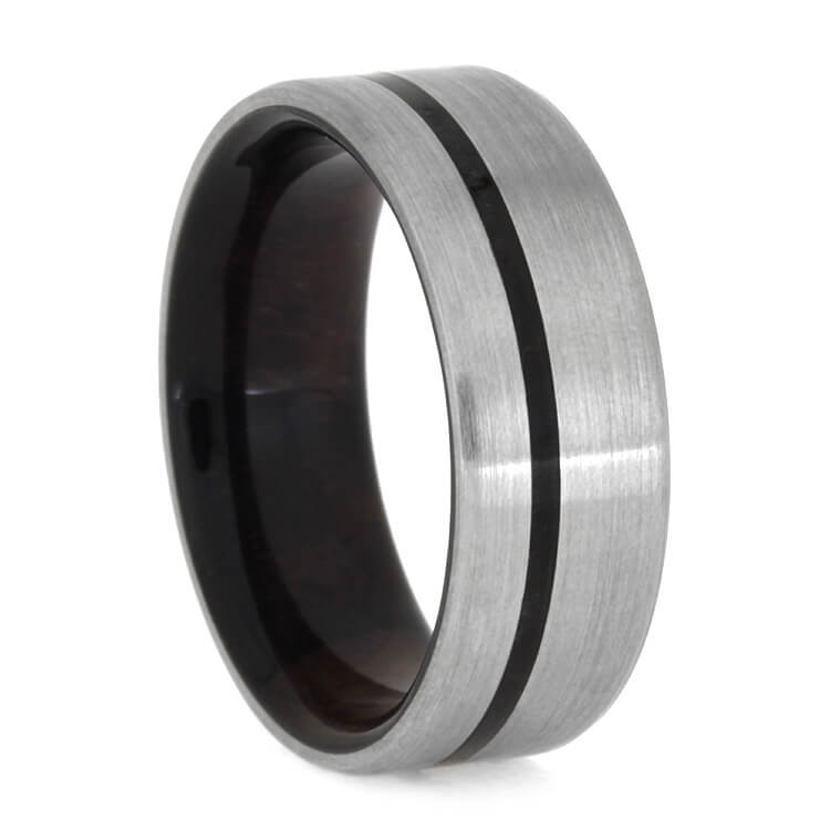 Caribbean Rosewood Ring In Brushed Titanium, Size 9.75-RS10051 - Jewelry by Johan