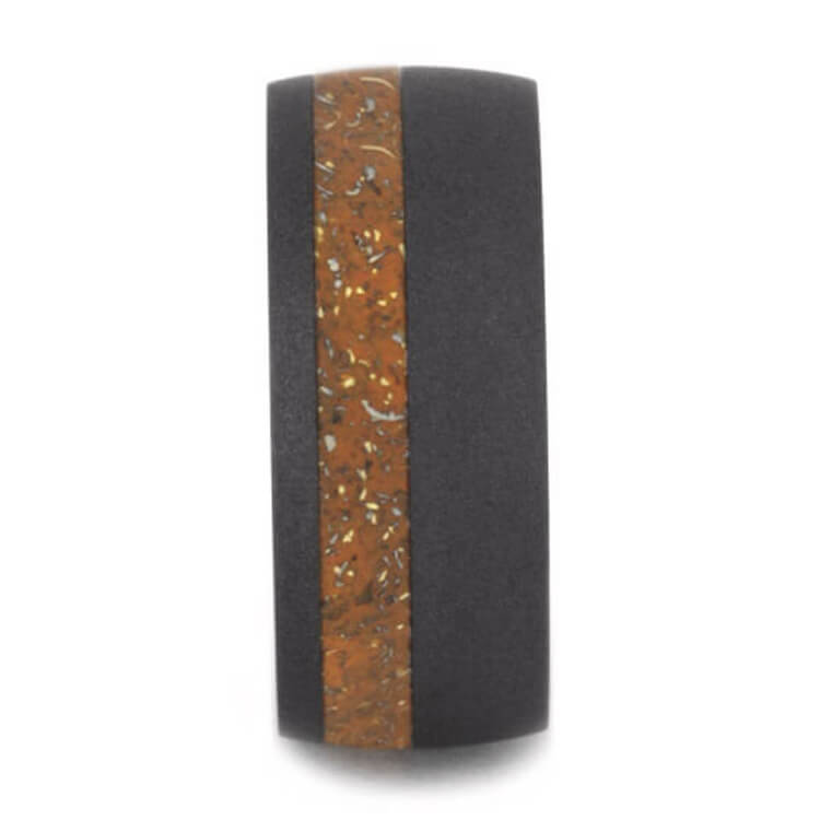 Orange Stardust™ Wedding Band In Sandblasted Titanium-2564 - Jewelry by Johan