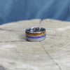 Meteorite Inlay Ring, Lapis Lazuli and Koa Wood Pinstripe