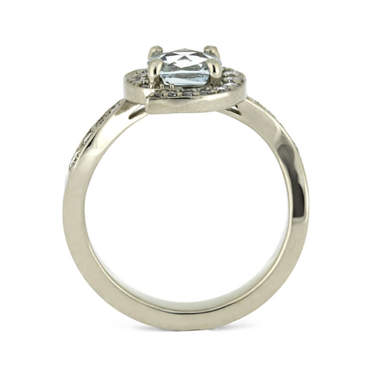 Aquamarine Halo Engagement Ring With Antler Inlay-2607 - Jewelry by Johan