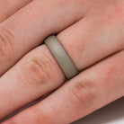 Sandblasted White Gold Ring, Wedding Band With Bamboo Wood Sleeve-3716 - Jewelry by Johan