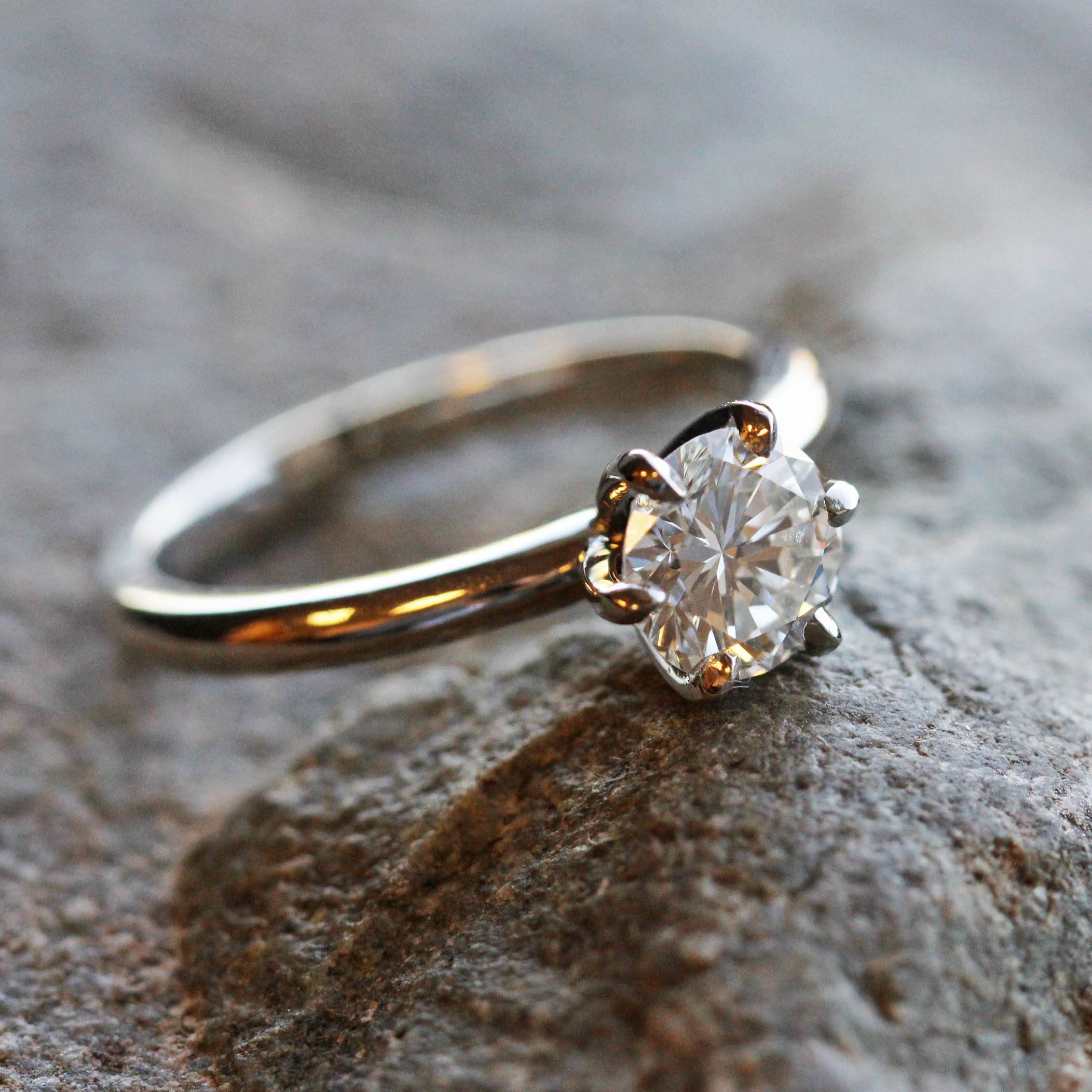 1 Carat Solitaire Diamond Engagement Ring in White Gold-3468 - Jewelry by Johan