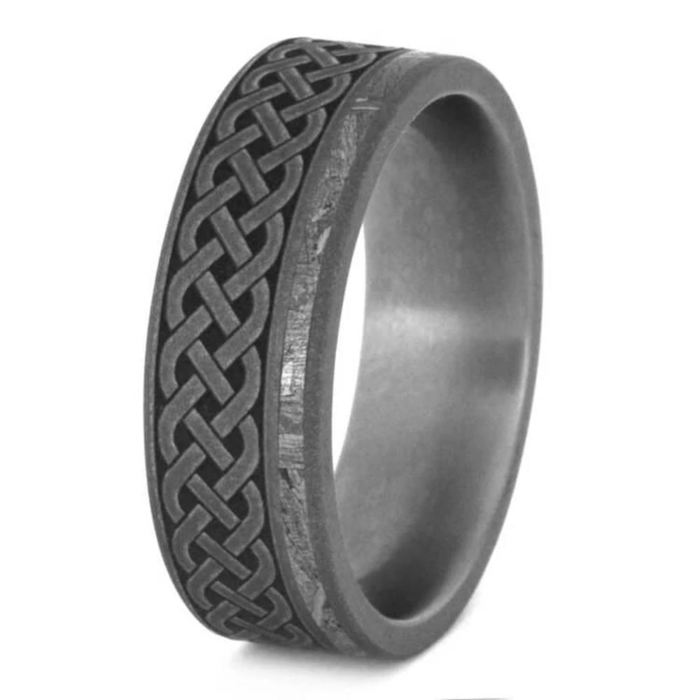 Sandblasted Celtic Ring, Meteorite Wedding Band-3498 - Jewelry by Johan