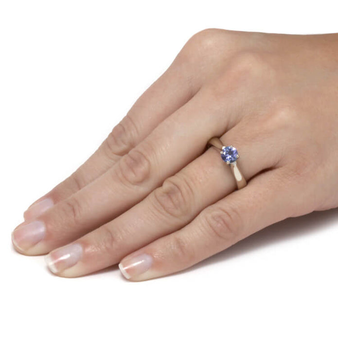 Tanzanite Engagement Ring With Diamond Accents in White Gold-3706 - Jewelry by Johan