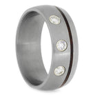Ipe Wood Wedding Band With Diamonds, Brushed Titanium Ring-2374 - Jewelry by Johan