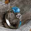 Topaz Engagement Ring With Diamonds, White Gold Ring With Turquoise-2386 - Jewelry by Johan