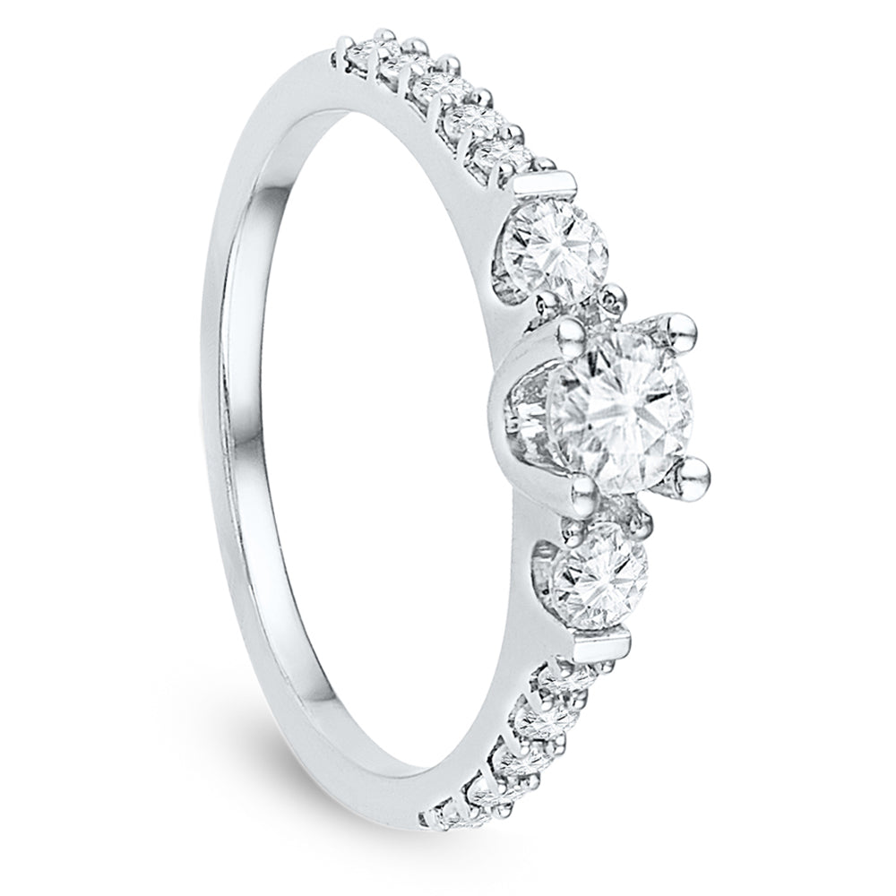 Sterling Silver Three Stone Engagement Ring-SHRE027494-SS - Jewelry by Johan