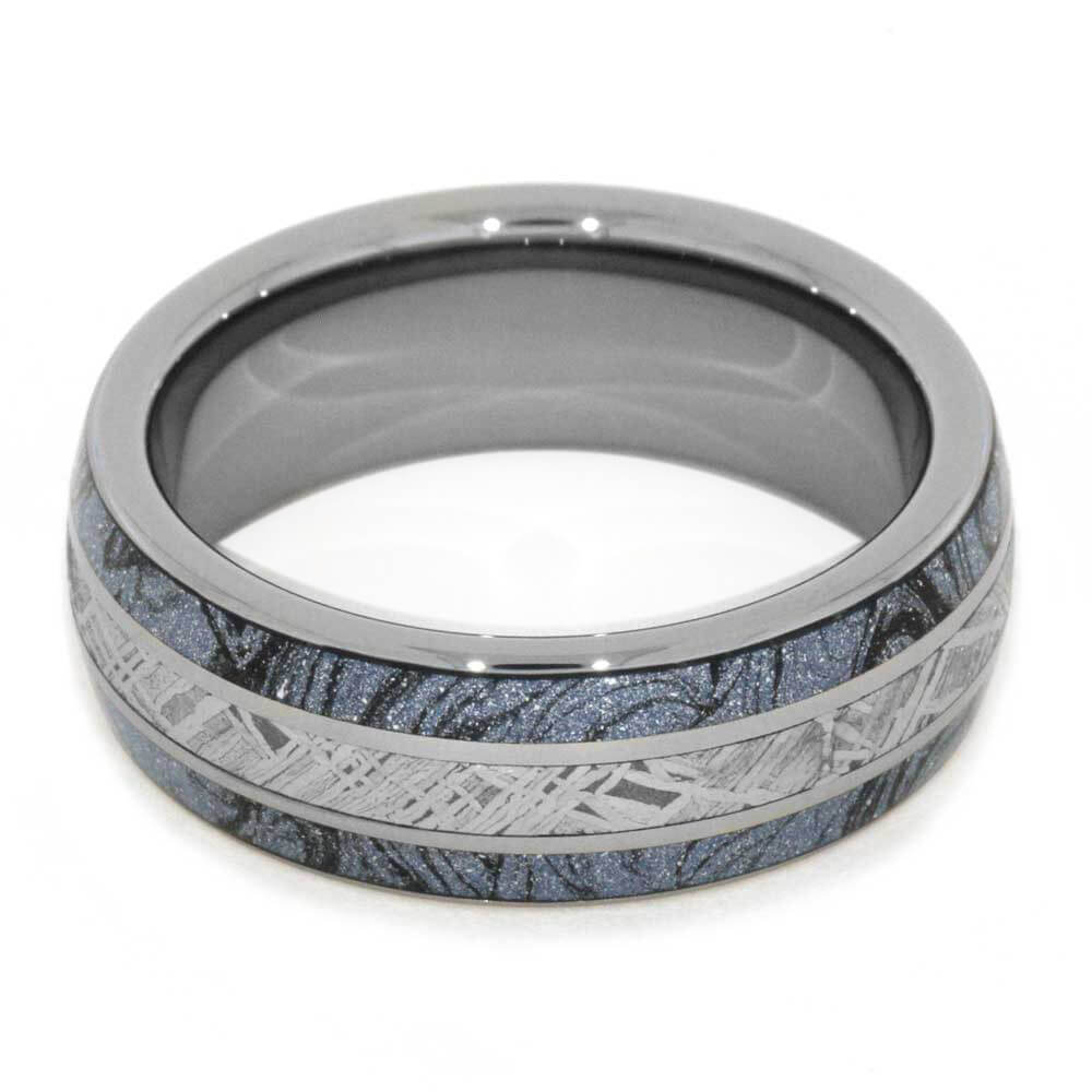 Tungsten Ring With Cobaltium Composite Mokume And Meteorite Inlays-2855 - Jewelry by Johan