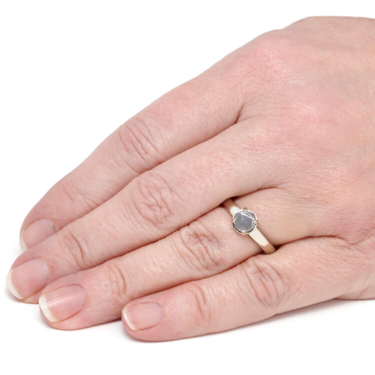 Gibeon Meteorite Wedding Ring Set in 14k White Gold