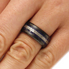 Black Wedding Band with Meteorite and Blue Stardust™-3159 - Jewelry by Johan