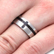 Titanium Ring With A Deer Antler Cross Inlay-2869 - Jewelry by Johan