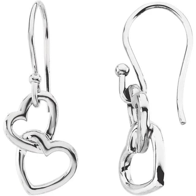 Heart Earrings made of Sterling Silver, Dangle Earrings-ST7016 - Jewelry by Johan