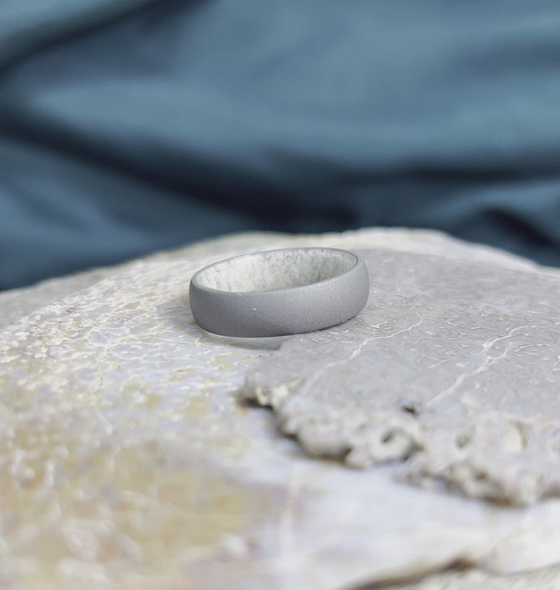 Deer Antler Men's Wedding Band In Sturdy Titanium