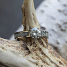 Moissanite Engagement Ring With Deer Antler In White Gold-3571 - Jewelry by Johan