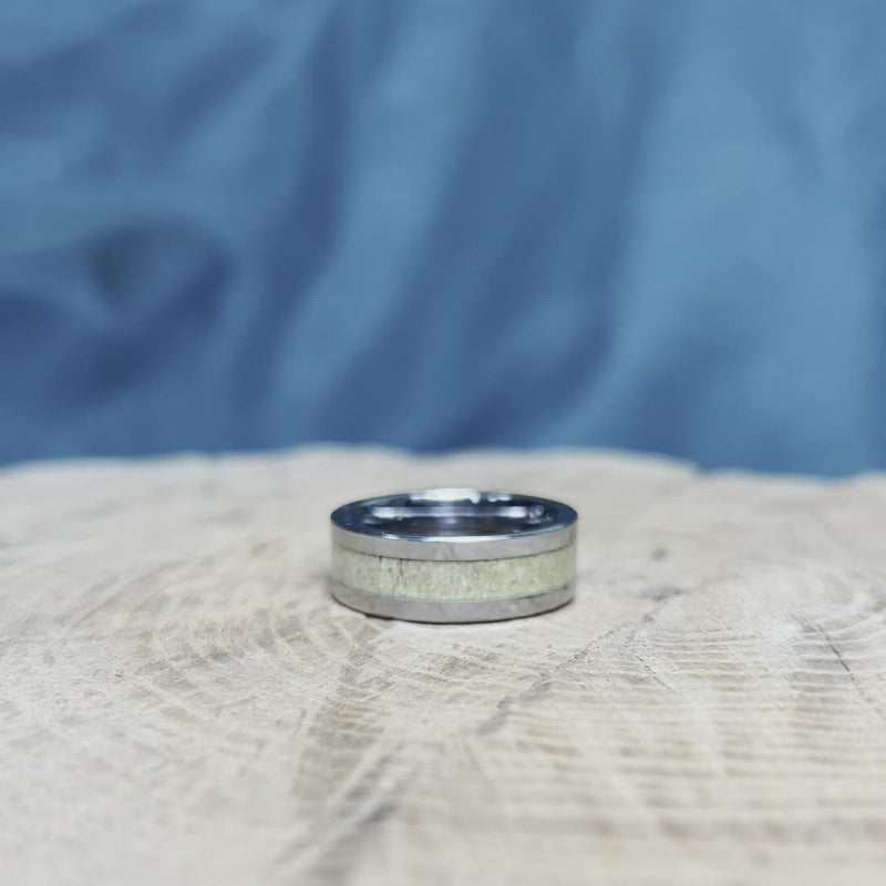 Men's Deer Antler Ring With Tungsten Band